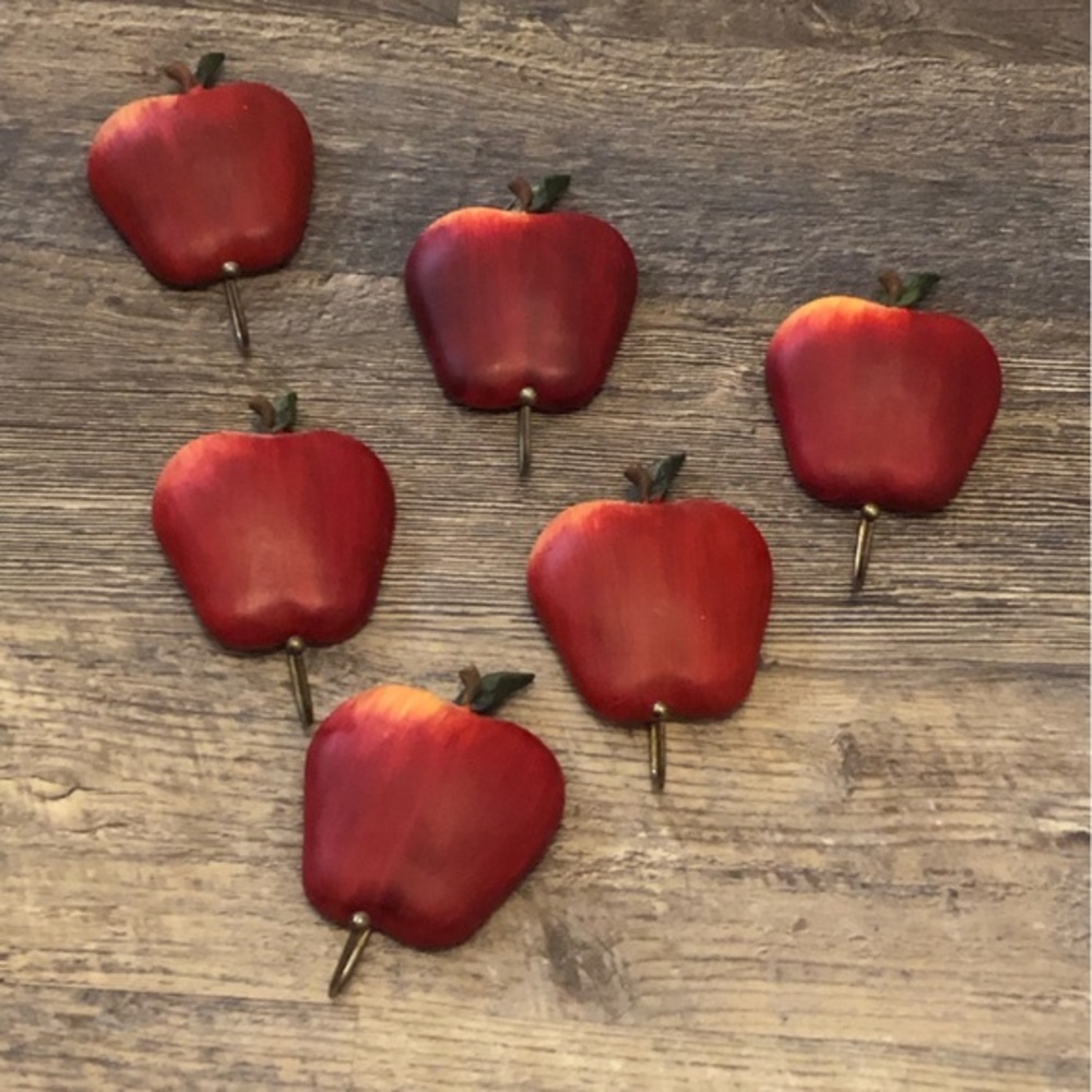 Six Ceramic Vintage Apple Wall aArt with metal hook
